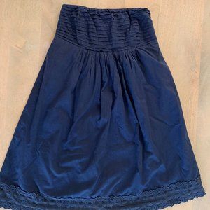 J. Crew Dress with Eyelet and Pleats, Navy, Sz XS